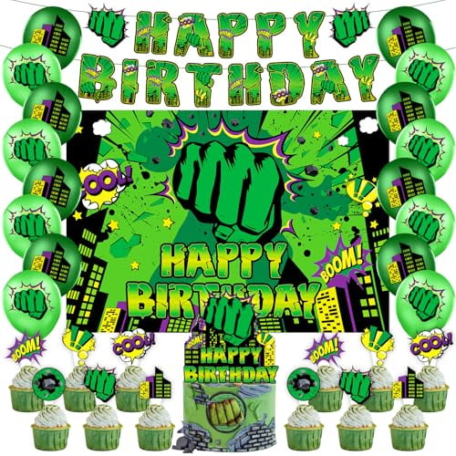 Green Superhero Birthday Party Decorations, Hero Theme Baby Shower ...