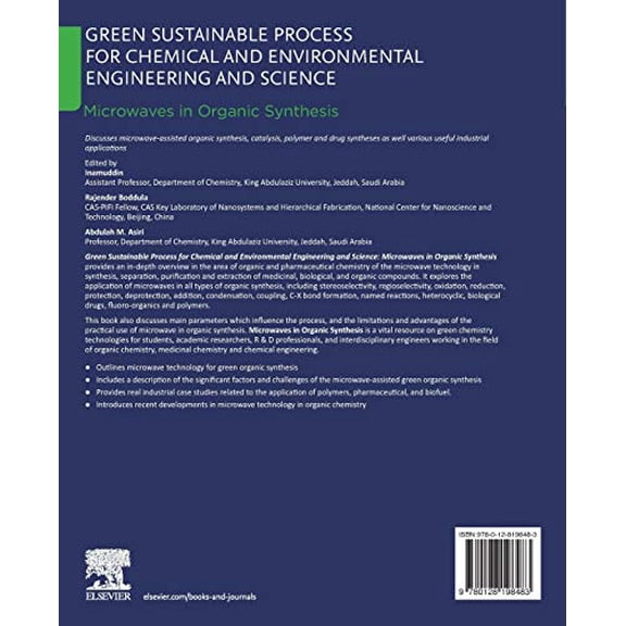 Pre-Owned Green Sustainable Process for Chemical and Environmental Engineering and Science: Microwaves in Organic Synthesis [Paperback] Inamuddin; Boddula, Rajender and Asiri, Abdullah M.