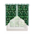 thumbnail image 1 of Green Swag Valances for Windows, St. Patrick's Day Shamrock Spring Checkered Rod Pocket Sheer Valances for Small Windows, Swag Toppers Light Filtering for Kitchen Living Room 2 Panels 28''x36'', 1 of 6