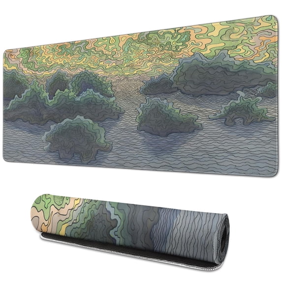 Green Swamp mouse Padswaterproofwashable for Office Home Work GamingmousepadRubber Base Mousepad with Stitched Edges 31.5x11.8inches