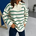 thumbnail image 1 of Green Sweaters for Women Fall Turtleneck Half Zip Lapel Patchwork Plus Size Striped Sweater Soft Texture Long Sleeved Women's Pullover Sweater Womens Fall Fashion 2025, 1 of 6