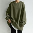 thumbnail image 1 of Green Sweaters for Womens Oversized Sweatshirts Long Sleeve Crewneck Loose Fit Casual Solid Pullover Tops Womens Fall Fashion 2025, 1 of 6