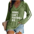 thumbnail image 1 of Green Sweatshirt for Women Sorry Can'T Football Bye New Long Sleeved V Neck Hoodie Plus Size Women's Clothing, 1 of 4