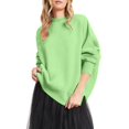 thumbnail image 1 of Green Sweatshirt for Women's Round Neck Batwing Sleeve Oversized Side Slit Ribbed Pullover Sweater Top Women Fall Clothes, 1 of 5