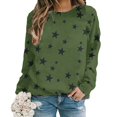 thumbnail image 1 of Green Sweatshirt for Women's Star Print Hatless Sweatshirt Long Sleeve Fashion Top Sweatshirt Loose Pullover Top Women Fall Clothes, 1 of 5