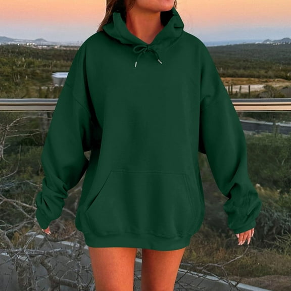 Green Sweatshirt for Womens Oversized Winter Cotton Sweatshirts Pullover 2024 Fashion Tops Trendy Outfits Women Fall Clothes