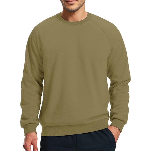 Green Sweatshirts for Men Sherpa Lined Big and Tall Long Sleeve Sweatshirt Heavyweight Soild Crewneck Sweatshirts Warm Casual Fall Mens Sweatshirt