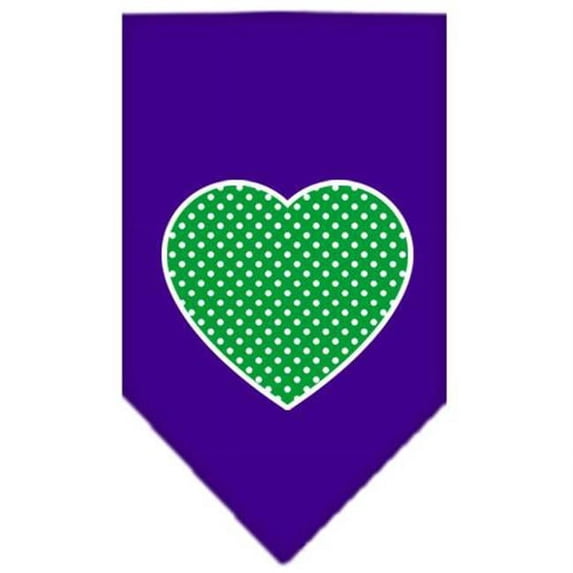 Green Swiss Dot Heart Screen Print Bandana Purple Small
