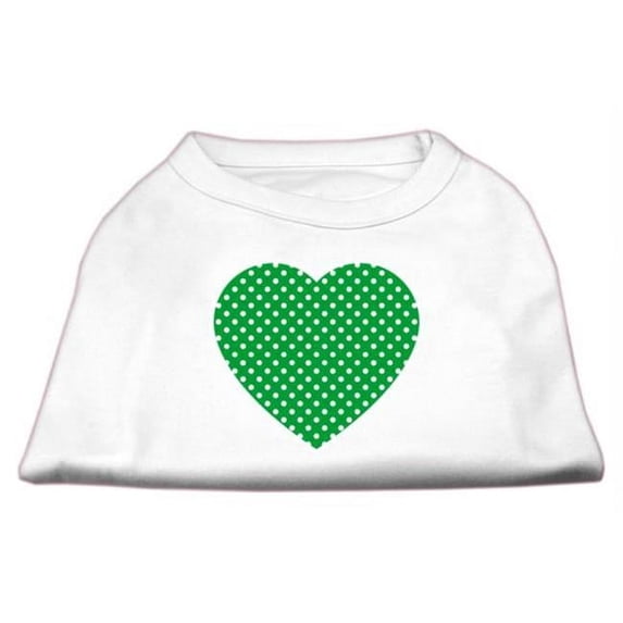 Green Swiss Dot Heart Screen Print Shirt White M - 12