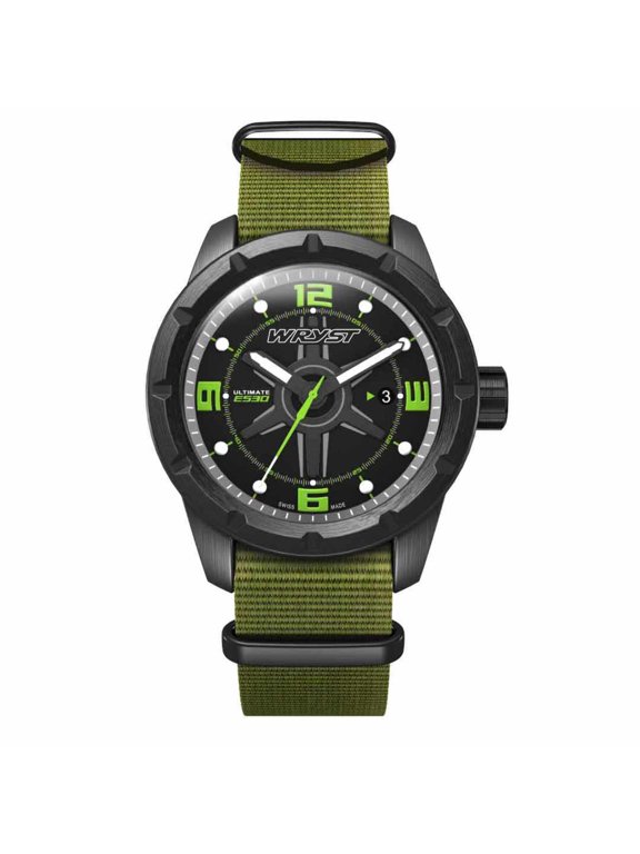 Swiss Made Black Watch Wryst Khaki Green Army Nato Strap