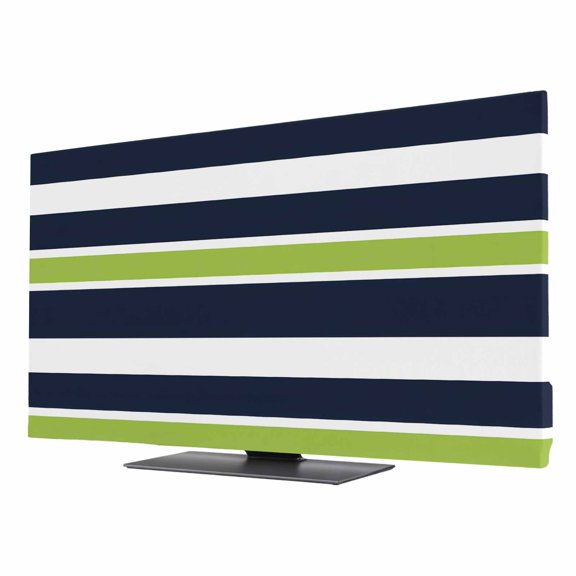 Green and TV Dust Cover 24 Inch, Navy Blue Stripes Abstract Geometric Striped Computer Monitor Cover Dustproof Stretchable Indoor TV Screen Protector for LED LCD Universal Monitors