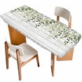 thumbnail image 1 of Green Table Cloths for 8 Foot Rectangle Tables, Eucalyptus Leaves Patio Waterproof Elastic Fitted Tablecloths, Washable Rectangular Table Cover for Camping, 1 of 8