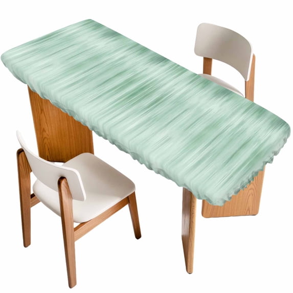 Green Table Cloths for 8 Foot Rectangle Tables, Modern Abstract Art Ombre Striped Patio Waterproof Elastic Fitted Tablecloths, Washable Rectangular Table Cover for Camping