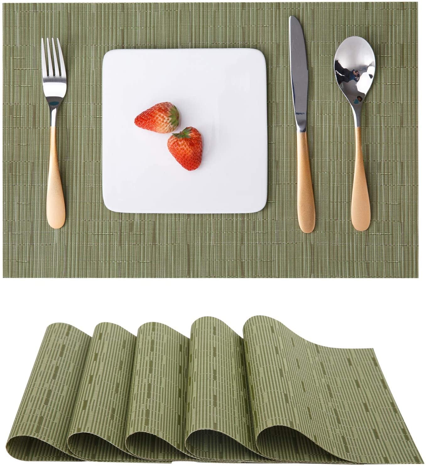 COOREL Polyester, Plastic Rectangle Placemat (Set of 6)