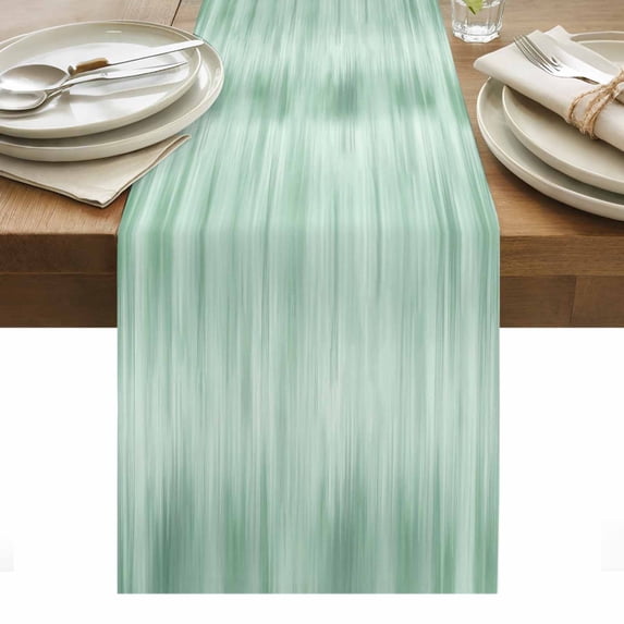 Green Table Runner - 48 Inch Long, Kitchen Dining Table Runner Dresser Scarves, Modern Abstract Art Ombre Striped Farmhouse Decor for Coffee Tables Wedding Party Banquet