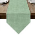 thumbnail image 1 of Green Table Runner Linen Burlap Table Runner 120 Inches Long Rustic Farmhouse Solid Color Dresser Scarves for Kitchen Island Coffee Dining Room Party Wedding Banquet Holiday Decoration 13"x120", 1 of 8