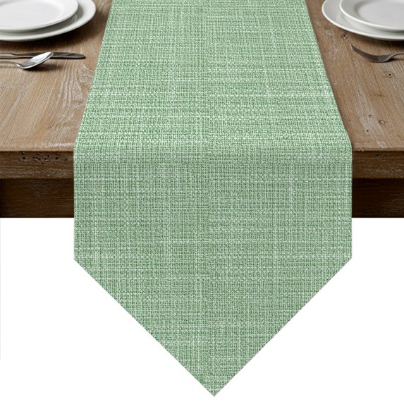 Green Table Runner Linen Burlap Table Runner 120 Inches Long Rustic Farmhouse Solid Color Dresser Scarves for Kitchen Island Coffee Dining Room Party Wedding Banquet Holiday Decoration 13"x120"