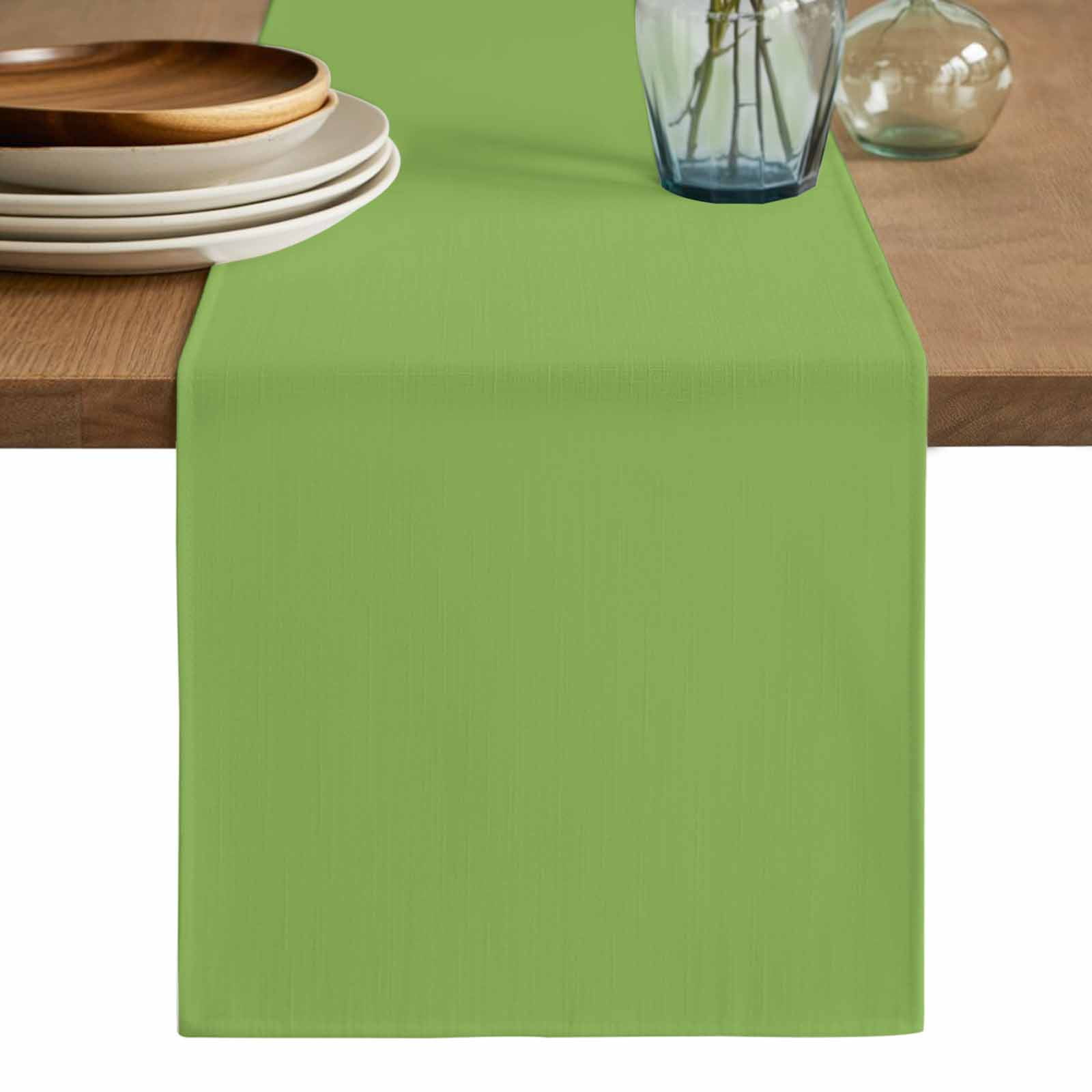 Green Table Runner, Solid Color Simple Abstract Fashion Light Color Washable Cotton Linen Table Runners 60 Inches Long, Dresser Scarf Runner for Coffee/TV Stands/Kitchen/Cabinets 13''x60''