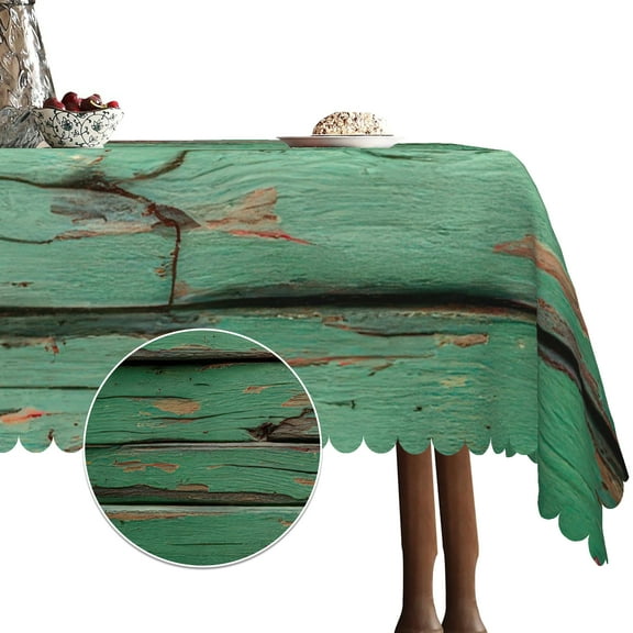 Green Tablecloth for Rectangle Tables,Wooden Grain Linen Table Cloth,Table Cover for Dining Kitchen Decor Party Banquet,54x78