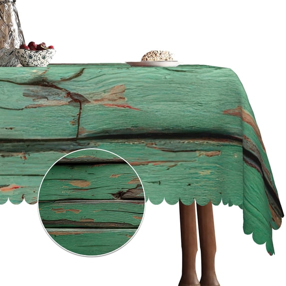 Green Tablecloth for Rectangle Tables,Wooden Grain Linen Table Cloth,Table Cover for Dining Kitchen Decor Party Banquet,60x102
