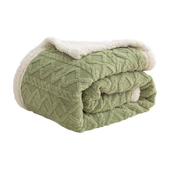 Green Taffeta Fleece Blanket Soft Lambswool Double Layer Thickened Office Nap Blanket Warm Throw For Sofa Bed 59.06X39.37Inch Green