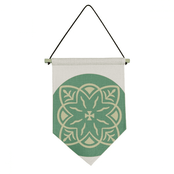 Green Talavera Style Decorative Pattern Canvas Flag Hanging Wall Art Decor Banner