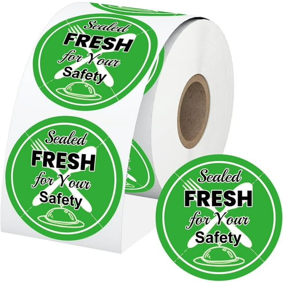 Green Tamper Evident Food Sealed for Freshness and Safety Stickers 2 Inch Safe Secure Tamper Proof Food Delivery Labels 300pcs
