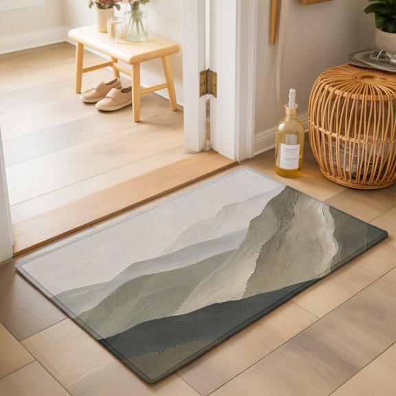 Green Tan Mountain 2'x3' Small Rugs for Entryway Front Door Kitchen Sink Area, Abstract Rolling Mountains Ridges Hill Peaks Soft Sturdy Mats Washable Non Slip Rectangle Area Rug