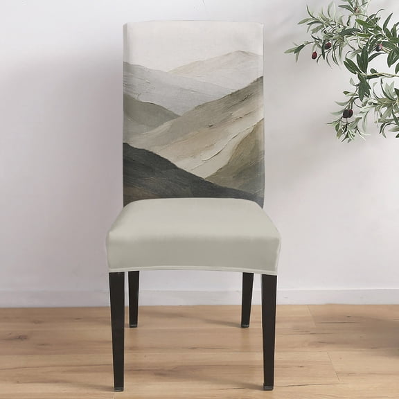 Green Tan Mountain Dining Chair Covers Set of 1, Abstract Rolling Mountains Ridges Hill Peaks Chair Covers for Dining Room Removable Seat Protectors Slipcovers for Home Party Wedding Banquet