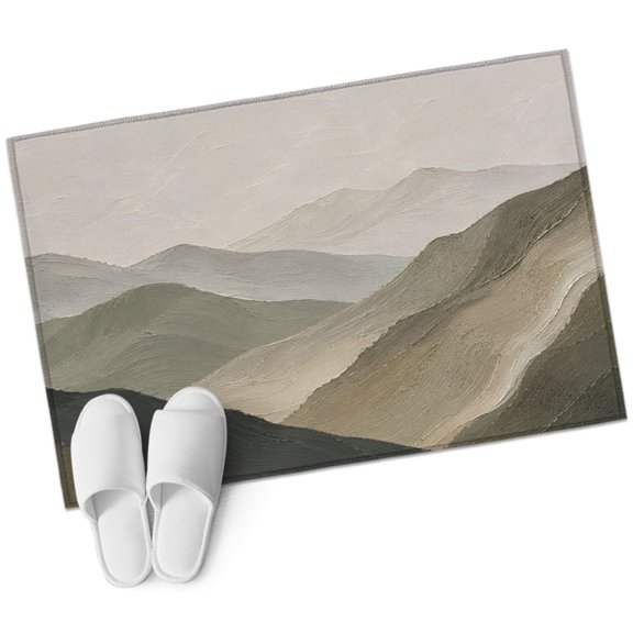 Green Tan Mountain Rectangle Area Rug 2x3ft Abstract Rolling Mountains Ridges Hill Peaks Washable Rugs for Living Room, Non Slip Soft Carpet for Bedroom Entryway Dining Room