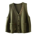 thumbnail image 1 of Green Tank Tops for Women Layered Vest Knitted Vest Fashion Women's Retro Sweater with Autumn and Winter Literary Sweater Vest Slimming Vest Knitted on Sale, 1 of 5