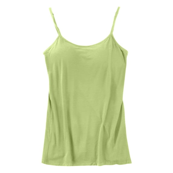 Green Tank Tops for Women 2024, Camisole Tops for Women, Womens Cotton Camisole Adjustable Camisole With Frame Bra Stretch Undershirt, XL