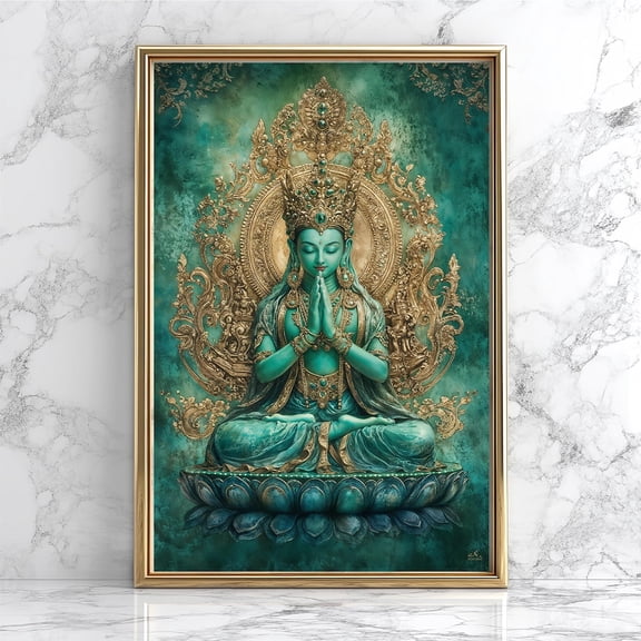 Green Tara Goddess Print, Tibetan Buddhist Art, Compassion And Protection