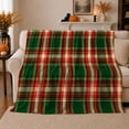 thumbnail image 1 of Green Tartan With Red And Cream Crossbars, Cozy Flannel Blanket with Traditional Tartan Plaid Print, Housewarming Gift for Traditional Plaid Enthusiasts, Home Decor for Bedroom and Living Room, 1 of 7