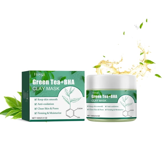 Green Tea Cleansing Mud Mask, Deep Pore Detox, Blackhead Remover, Acne Control, Moisturizing & Brightening Face Mask for Oily & Dry Skin