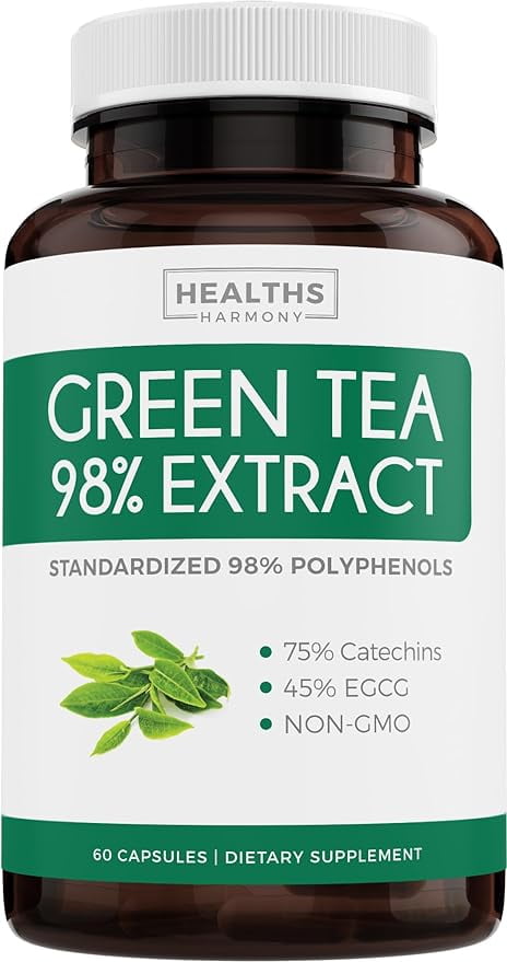 Green Tea Extract Capsules 98% with EGCG (Non-GMO) for Natural ...