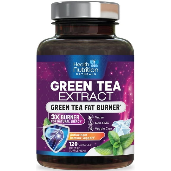 Green Tea Extract Capsules 1300mg - Standardized 45% EGCG & 98% Polyphenols - 3X Strength Green Tea Pills for Natural Energy - Herbal Supplement with Heart & Antioxidant Health Support - 120 Capsules