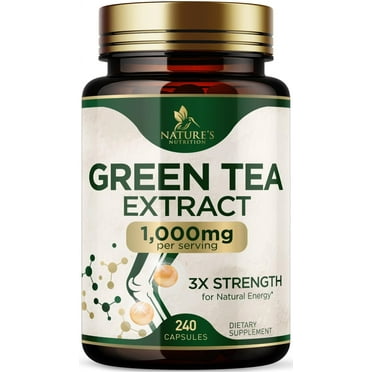 Green Tea Extract Supplement Pills 1000mg - 98% Standardized EGCG with Polyphenols - 3X Strength for Natural Energy - Supports Heart and Antioxidant Health - Nature's Gentle Caffeine - 240 Capsules
