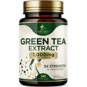 Green Tea Extract Weight Loss Pills 1000mg 98% Standardized EGCG - 3X Strength for Natural Energy - Supports Heart Antioxidant Health with Polyphenols, Vegan Herbal Supplement, Non-GMO - 240 Capsules