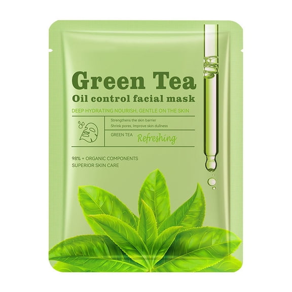 Green Tea Facial Mask, 25ml, with Tea Polyphenols and Hyaluronic Acid for Deep Hydration, Anti-Aging, and Brightening, 1-Pack