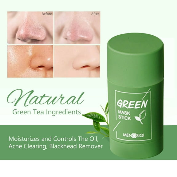 Green Tea Facial Mask Stick, Green Tea Acne Removing Solid Facial Mask, Oil Control, Acne Removing And Blackhead Removing Deep Cleaning Facial Mask40g