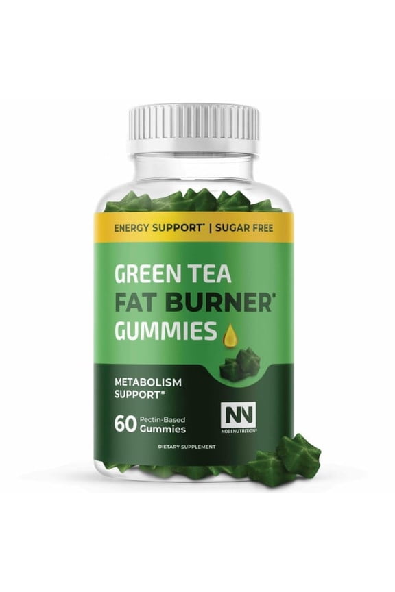 Green Tea Fat Burner Gummies, Metabolism Support for Men and Women, 60 Count