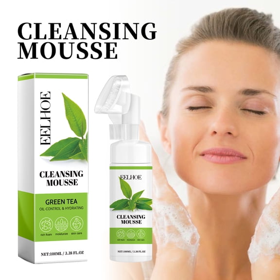 Green Tea Foam Cleanser for Deep Facial Cleansing, Refreshing Control Oil, Reducing Wrinkles, Beautiful Skin Cleansing Lotion