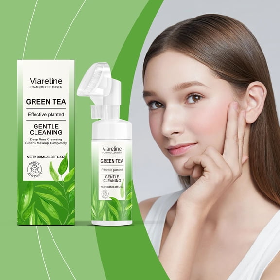 Green Tea Foam Facial Cleanser, Gentle Ingredients, Deeply Cleanses Pores, Refreshing Cleansing, Non-Greasy