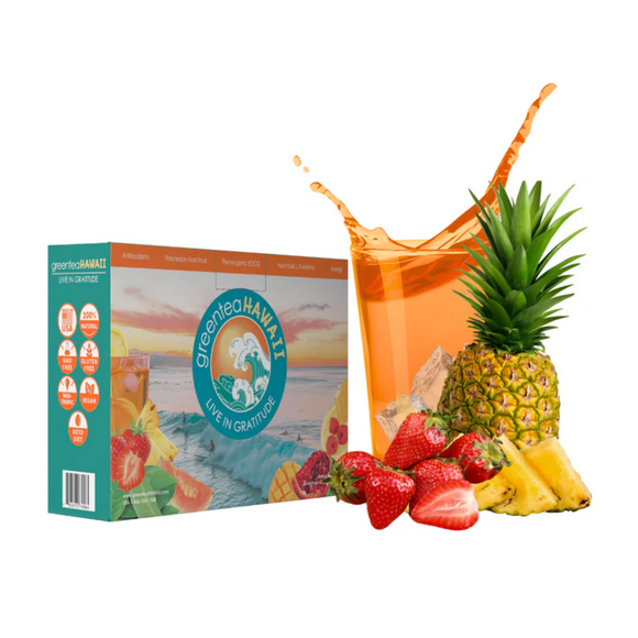 Green Tea Hawaii Pineapple Strawberry Fruit Flavored Tea Powder for Weight Loss 60 Packets
