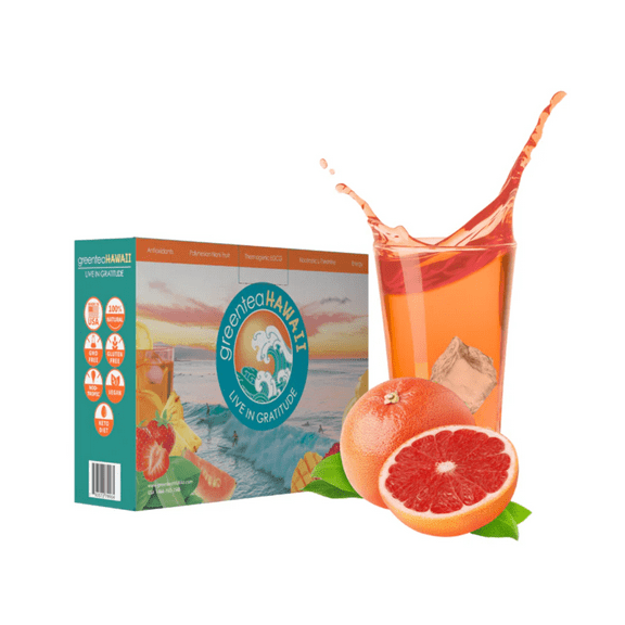 Green Tea Hawaii Ruby Red Grapefruit Fruit Flavored Tea Powder for Weight Loss - 60 Packets