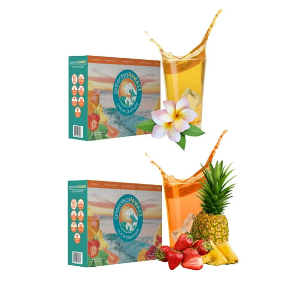 Green Tea Hawaii Variety Pack of 40 Original and Pack of 20 Pineapple Strawberry