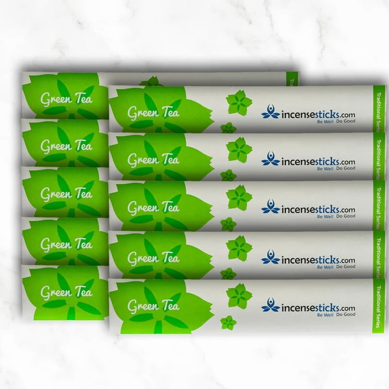 Green Tea Incense 8" 10 Sticks Pack: 10 Packs