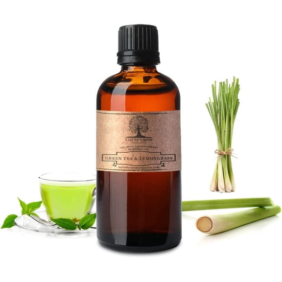 Green Tea & Lemongrass - 100% Pure Aromatherapy Grade Essential oil by Nature's Note Organics - 1 Fl Oz