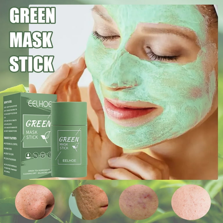 2pcs Green Mask Stick, Green Tea Cleansing Mask Stick Deep Cleansing Oil  Control Blackhead Remover, Green Stick